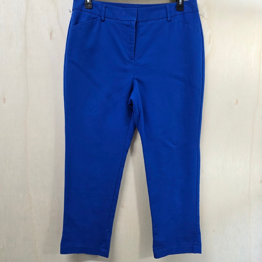 Chico's So Slimming Juliet Crop Pants Royal Blue Cotton Stretch Size 2 Large 12